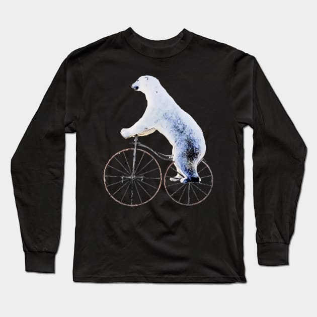 Polar bear bicycling funny Long Sleeve T-Shirt by Collagedream